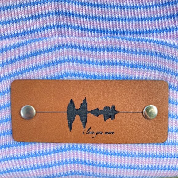 I Love You More Soundwave Newborn Baby Beanie - Blue/Pink - Premade - Picture 8 of 9